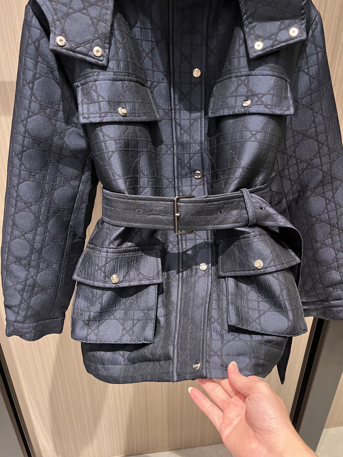 Hooded padded length coat