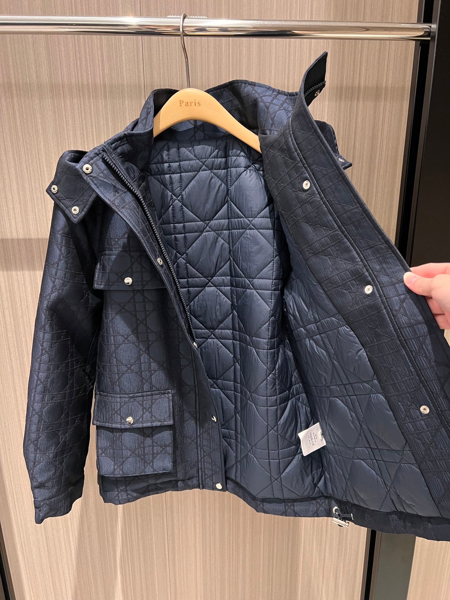 Hooded padded length coat