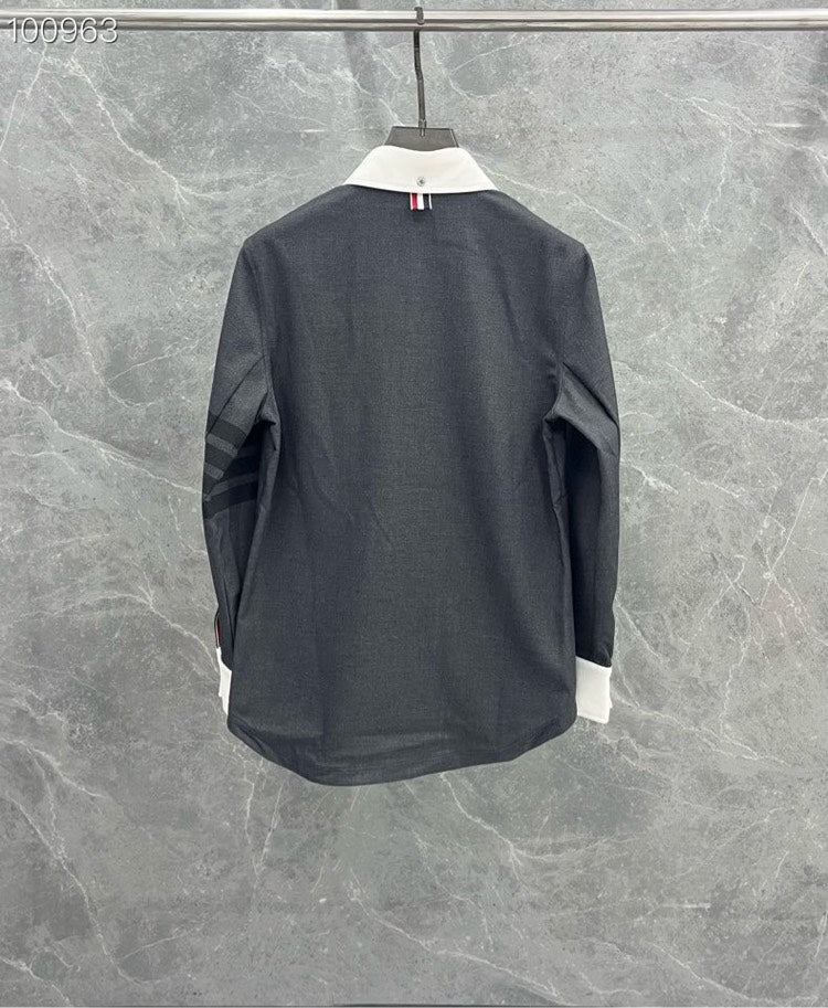 25 Gray Twill Stripe Shirt Jacket
