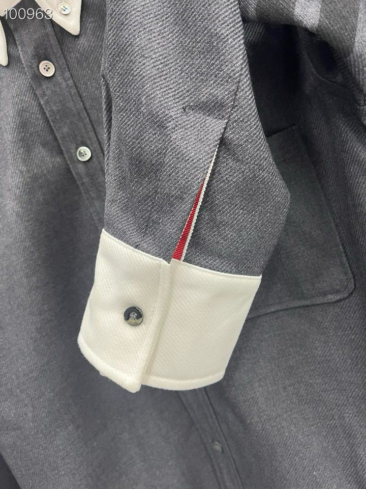 25 Gray Twill Stripe Shirt Jacket