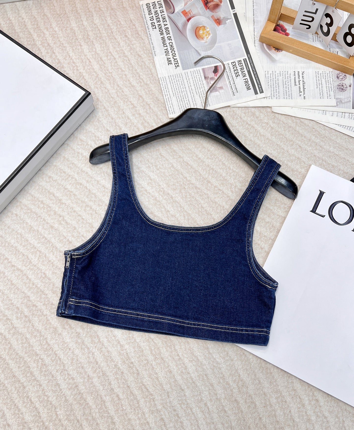 Comfortable street casual versatile sexy short vest denim halter top