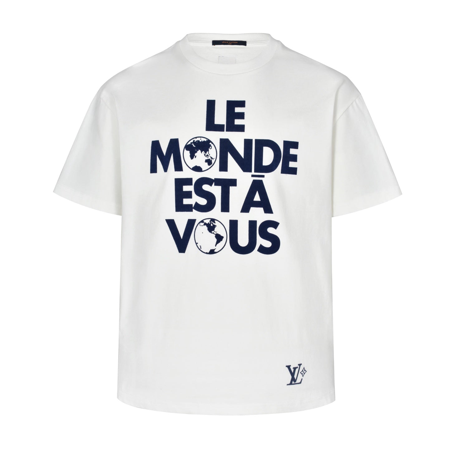World globe flocked printed short sleeves