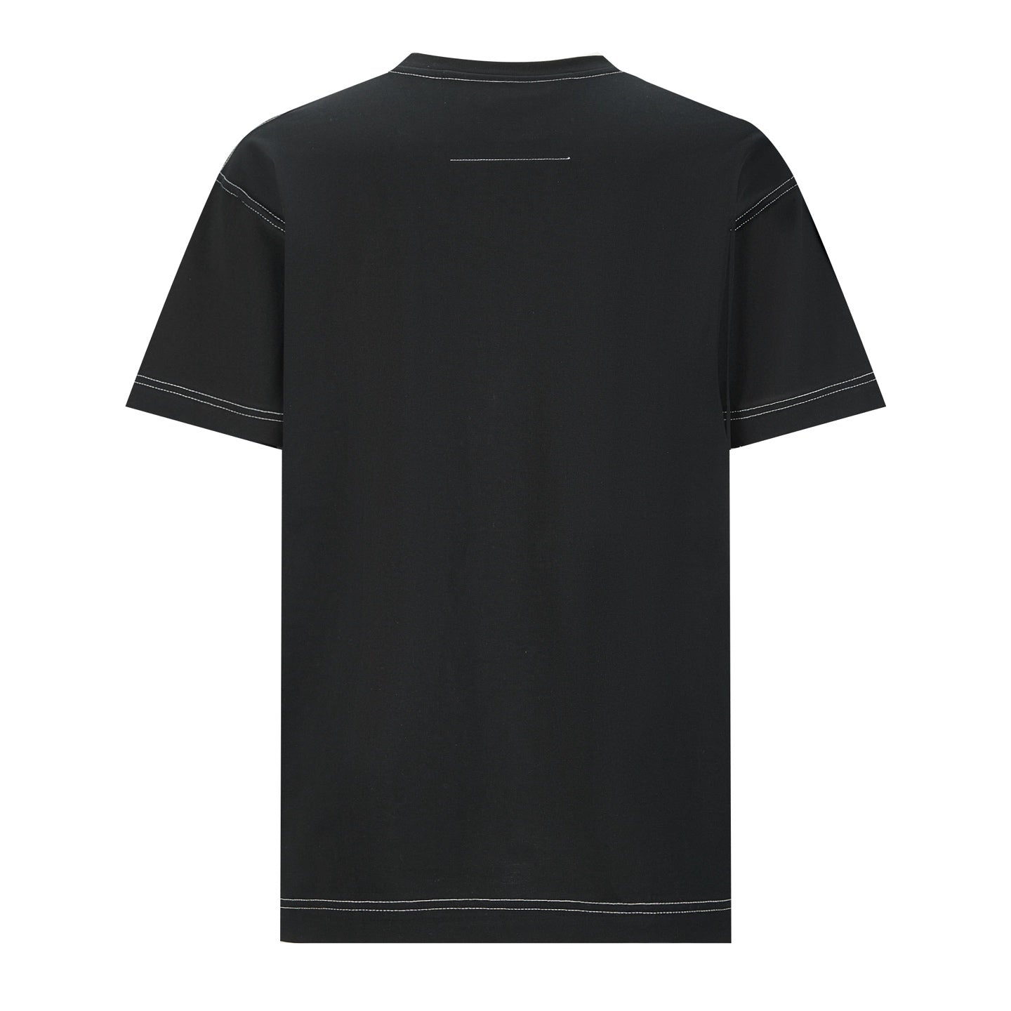 Leather topstitched short sleeves