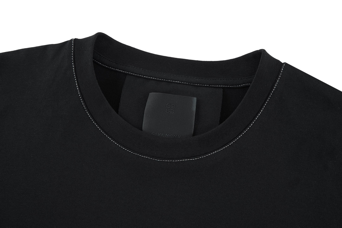 Leather topstitched short sleeves