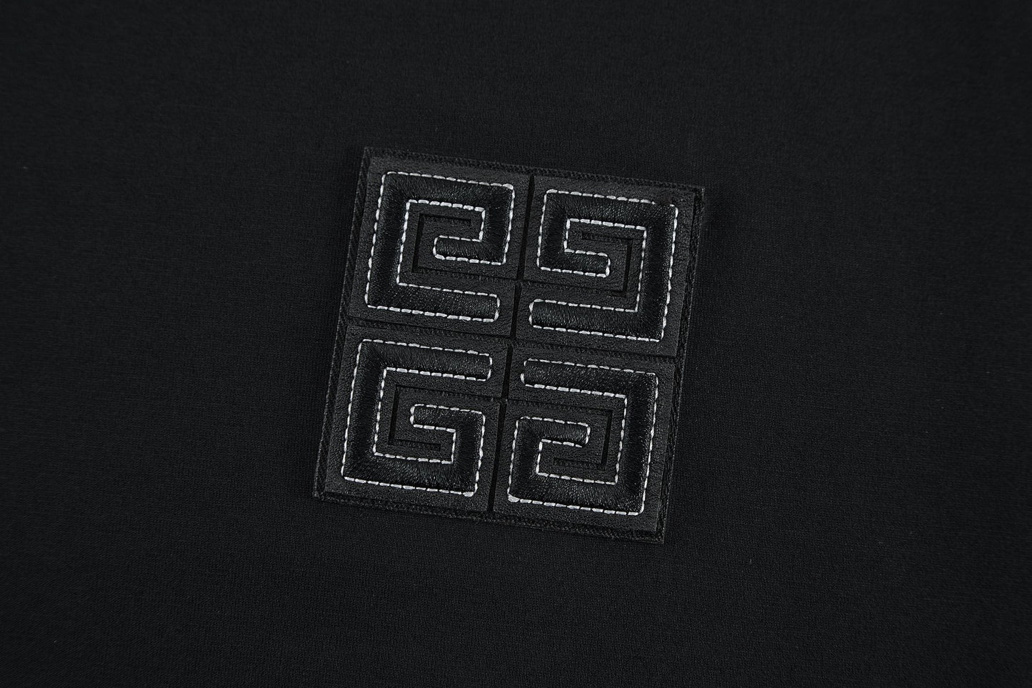 Leather topstitched short sleeves