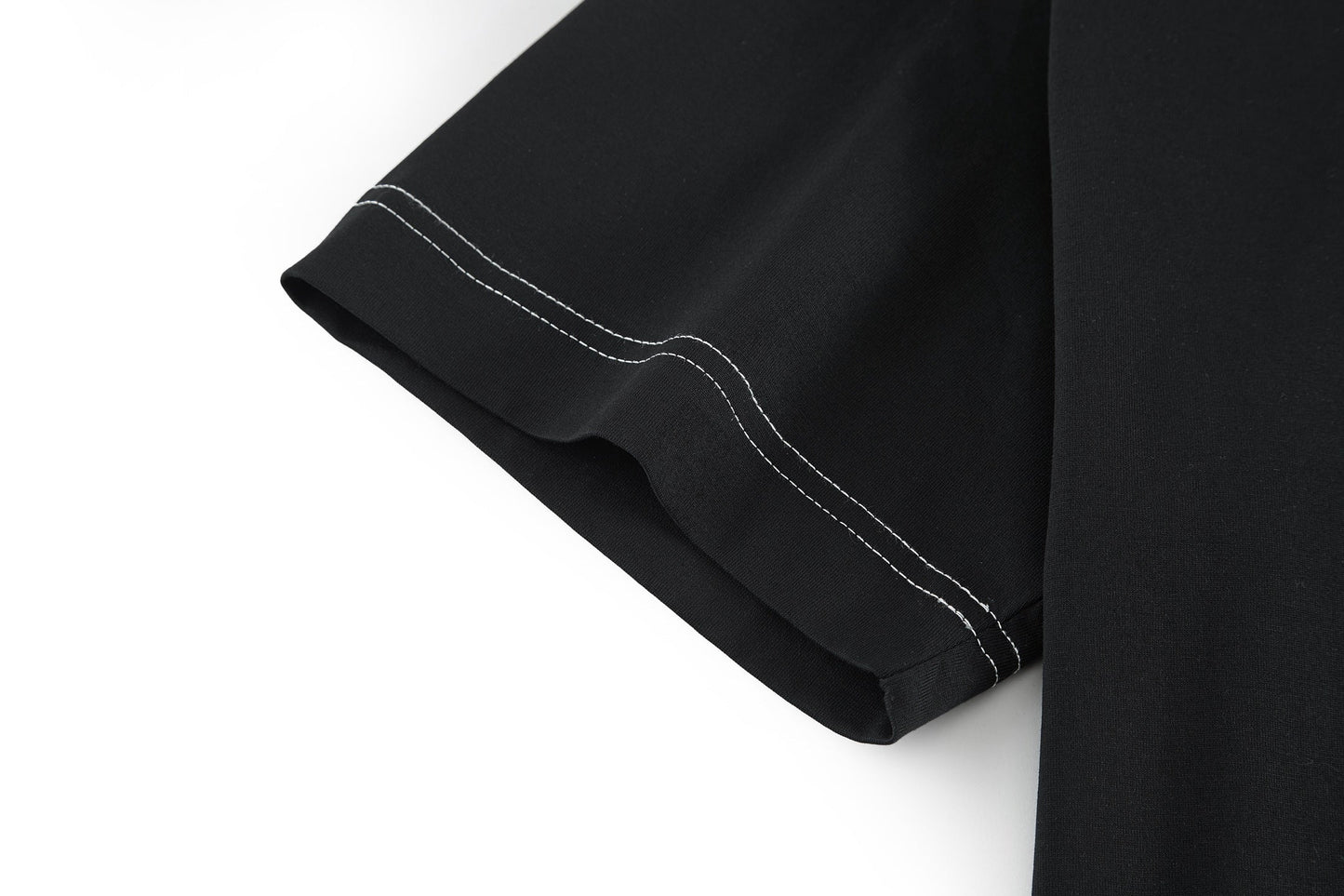 Leather topstitched short sleeves