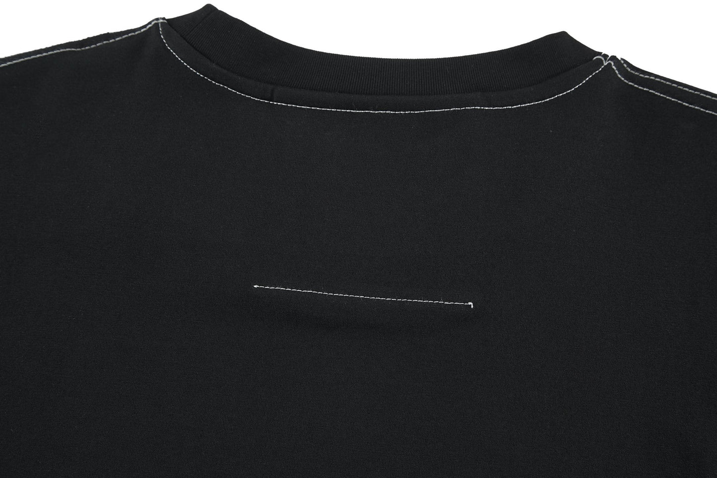 Leather topstitched short sleeves