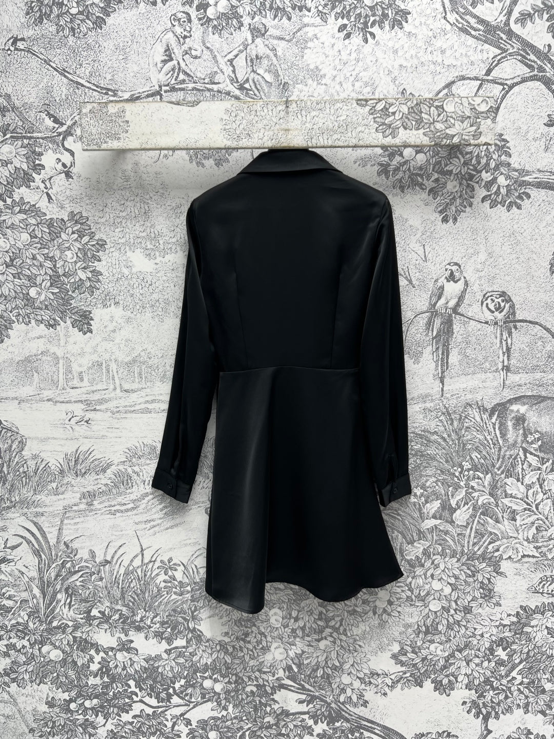 acetate pleated long-sleeve dress