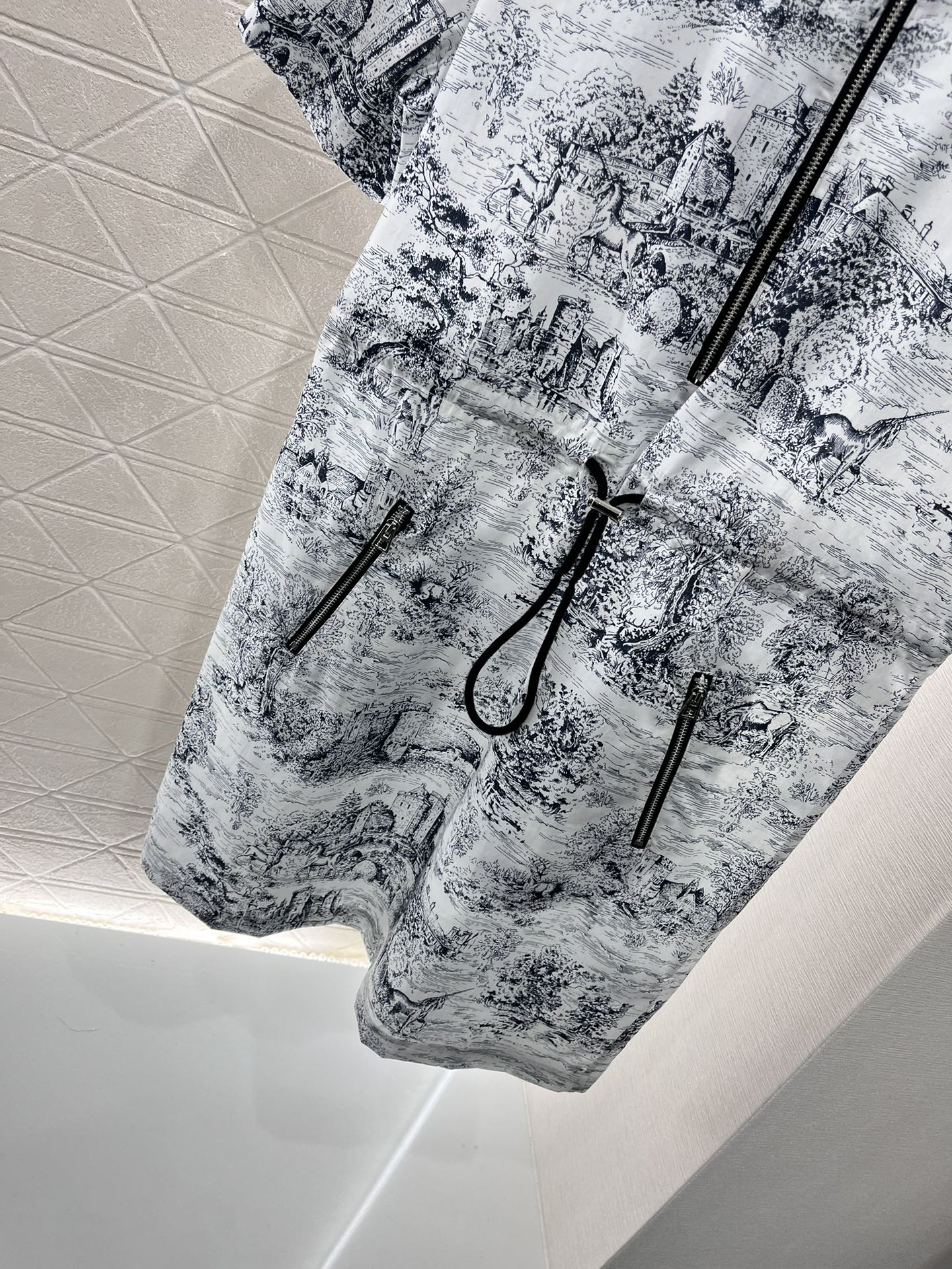 Printed silk wool short-sleeved dress