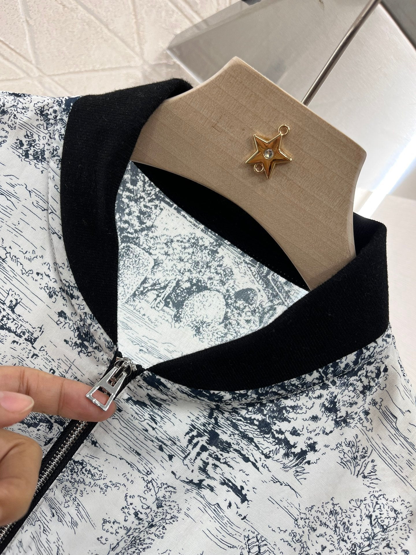 Printed silk wool short-sleeved dress