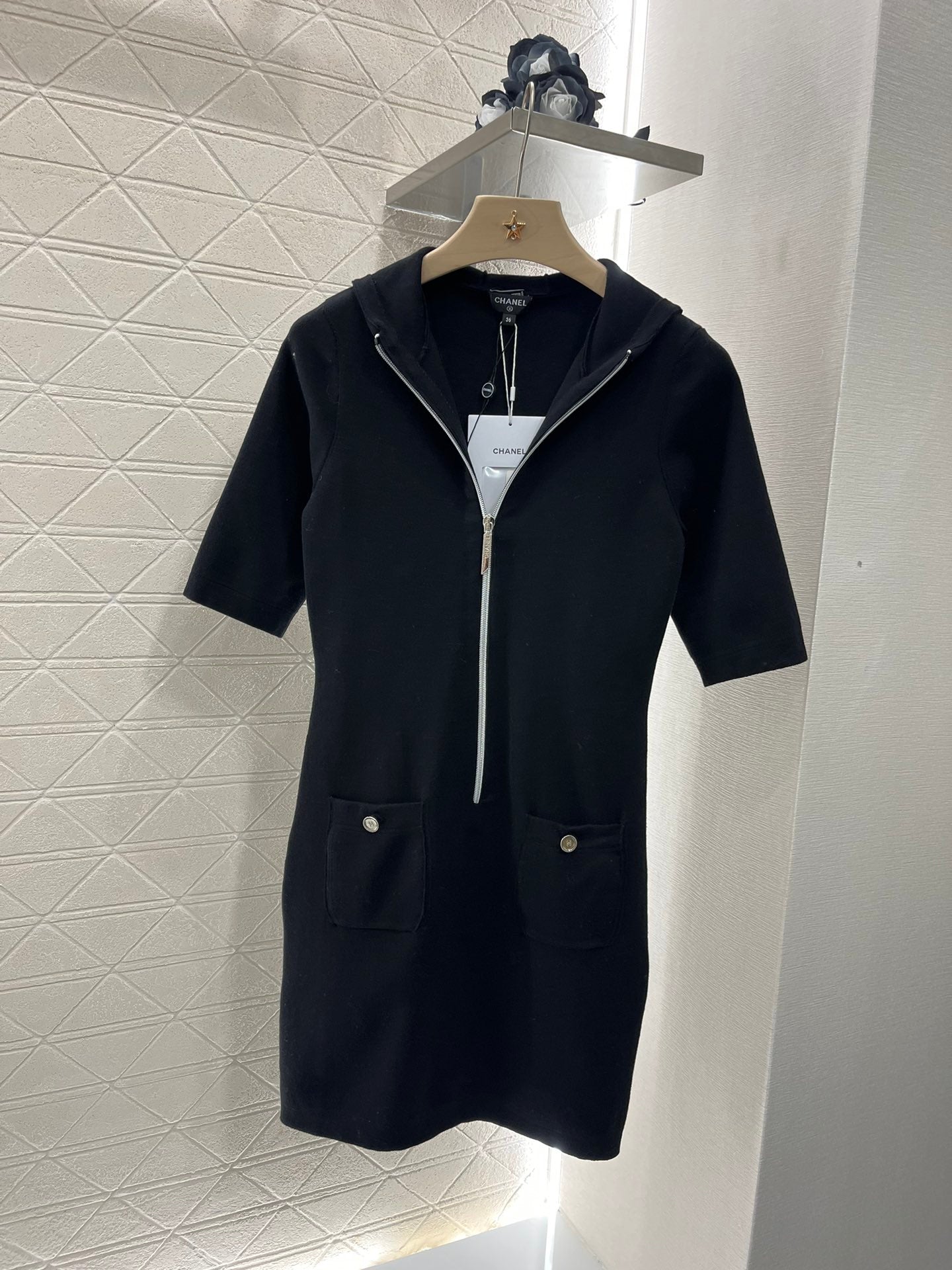 hooded cardigan knit dress