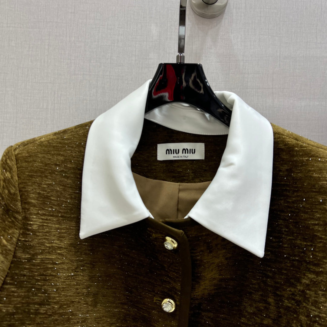 Spliced lapel long-sleeved jacket with skirt suit