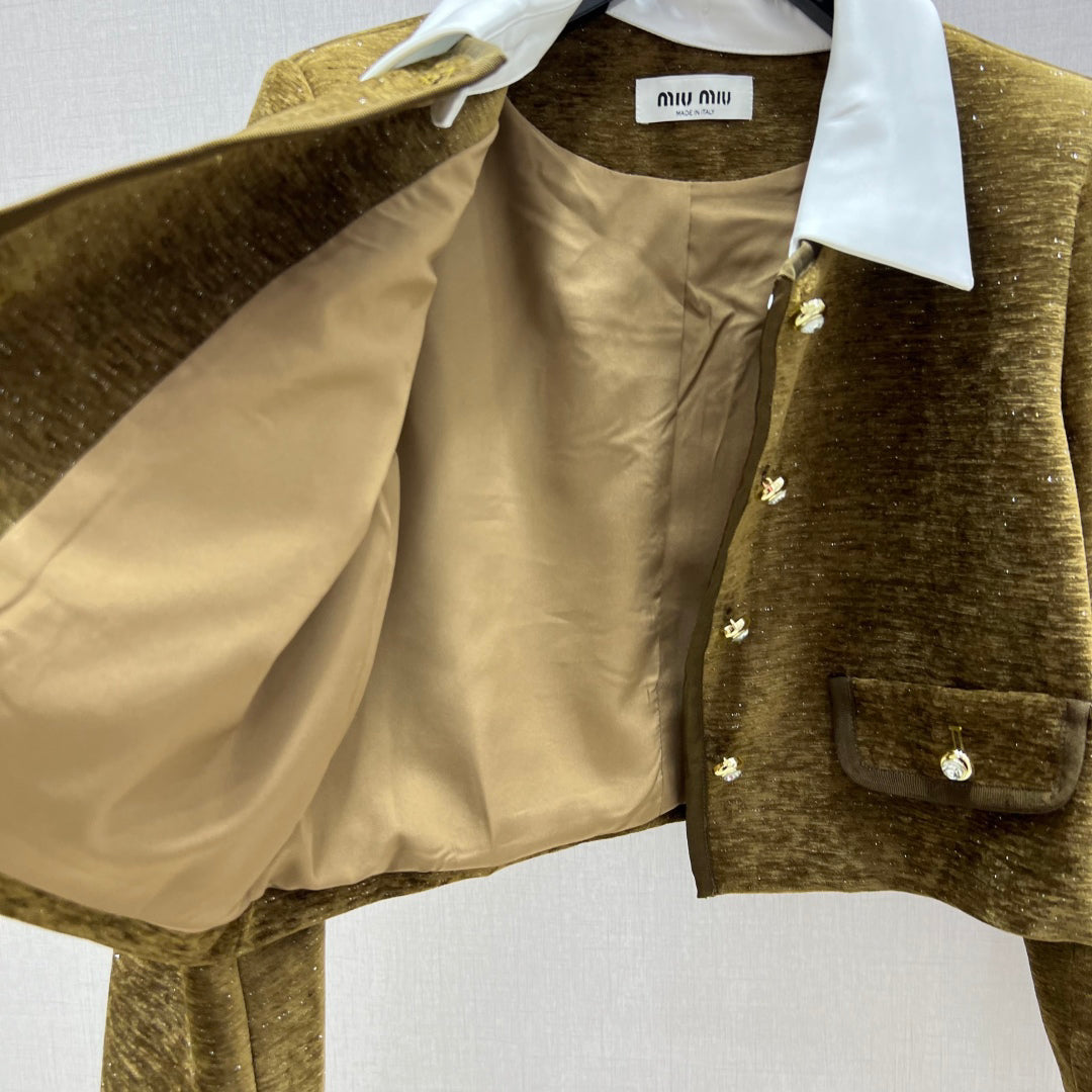 Spliced lapel long-sleeved jacket with skirt suit