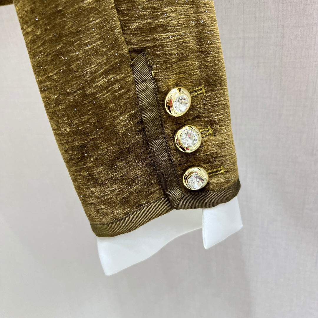 Spliced lapel long-sleeved jacket with skirt suit