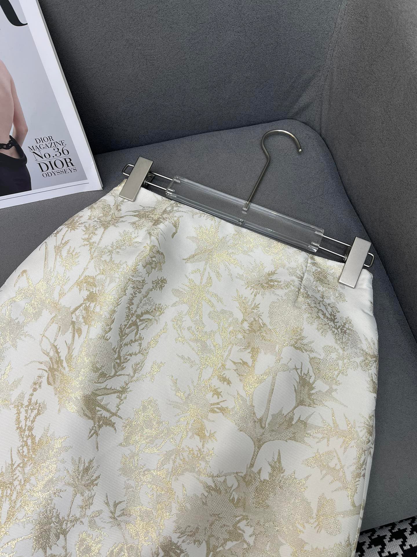 gold jacquard skirt