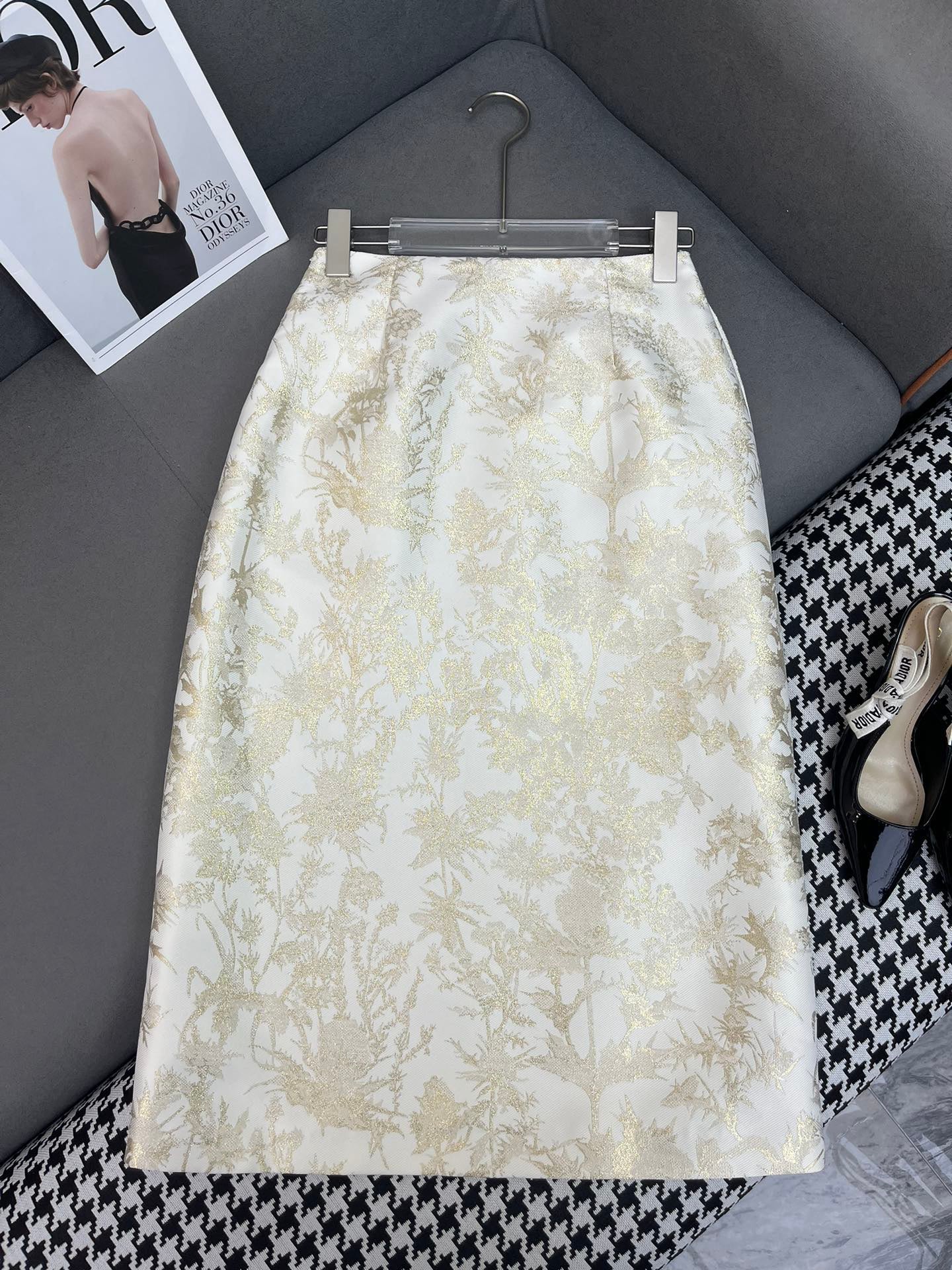 gold jacquard skirt
