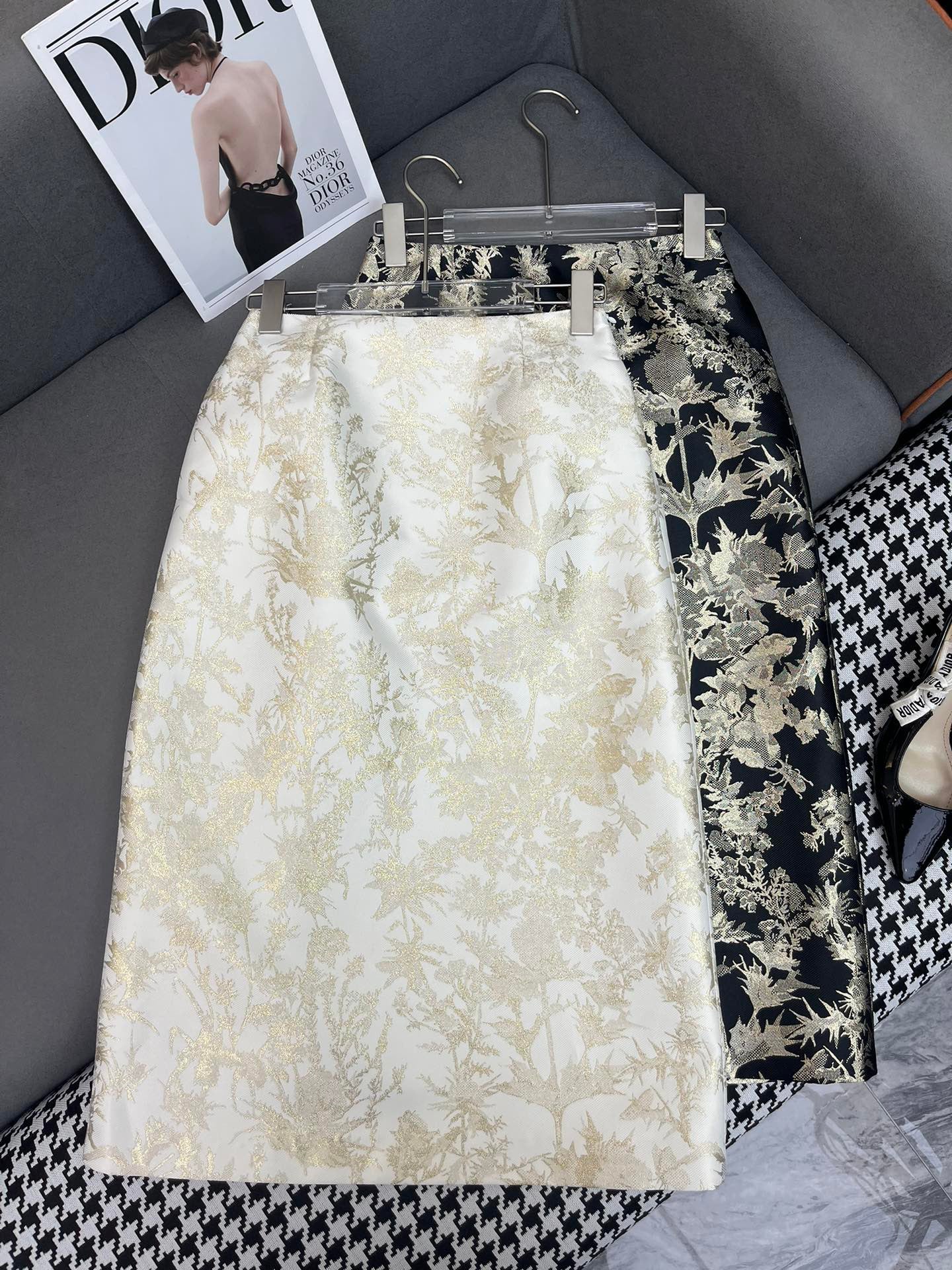 gold jacquard skirt