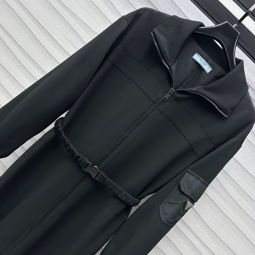 two-way zip lapel dress
