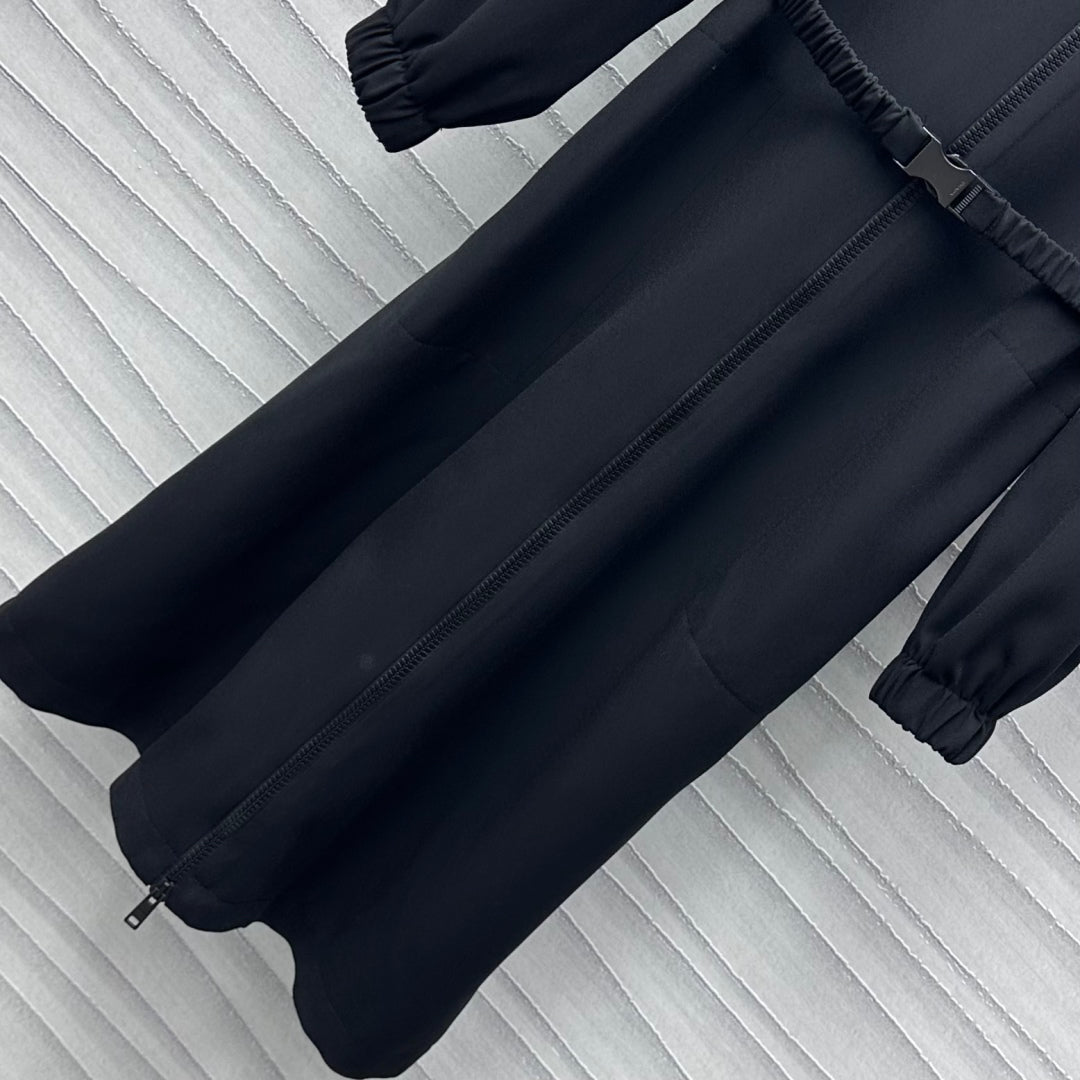 two-way zip lapel dress