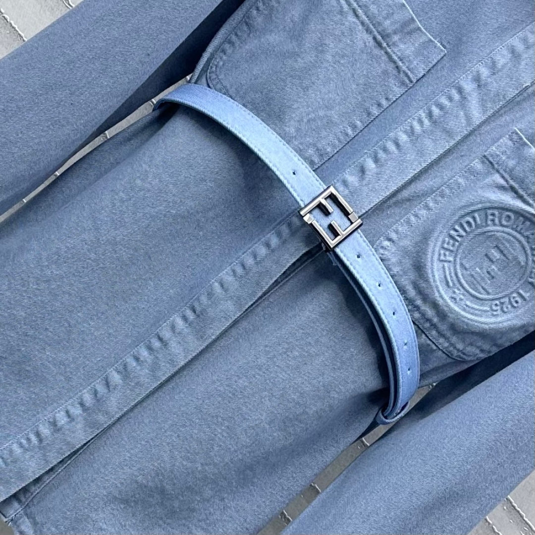 embossed belt denim shirt