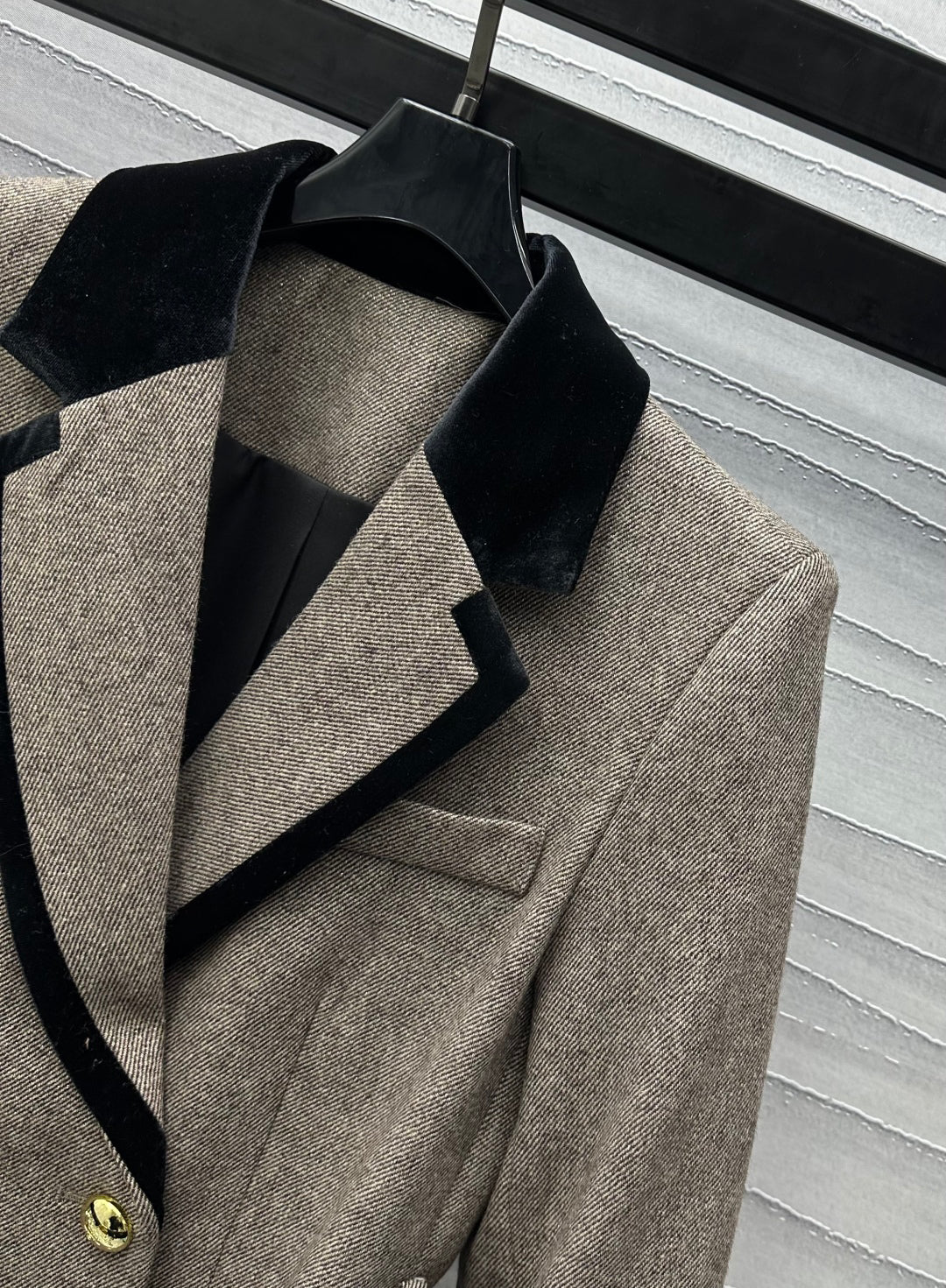 patchwork lapel belt jacket