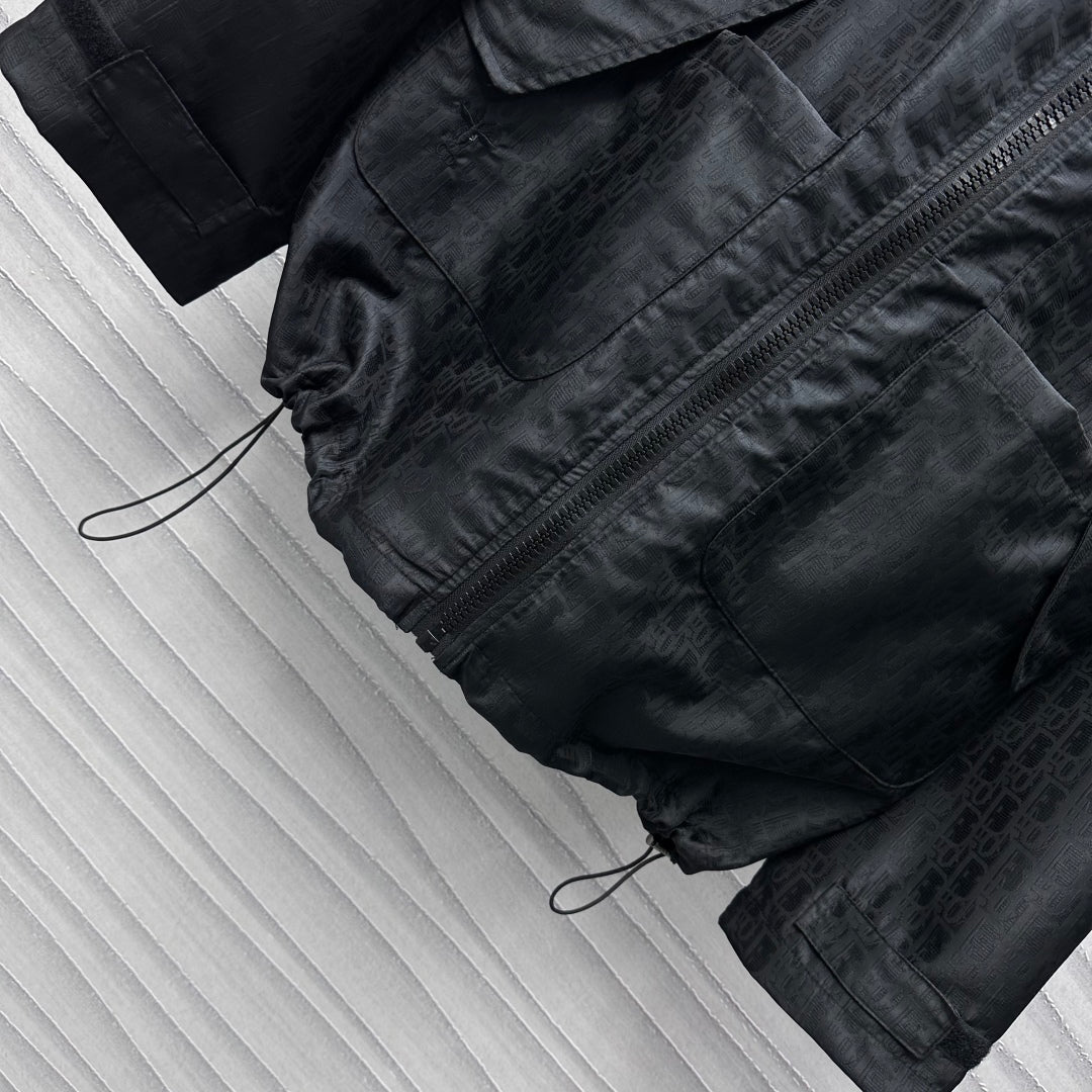 jacquard hooded storm jacket