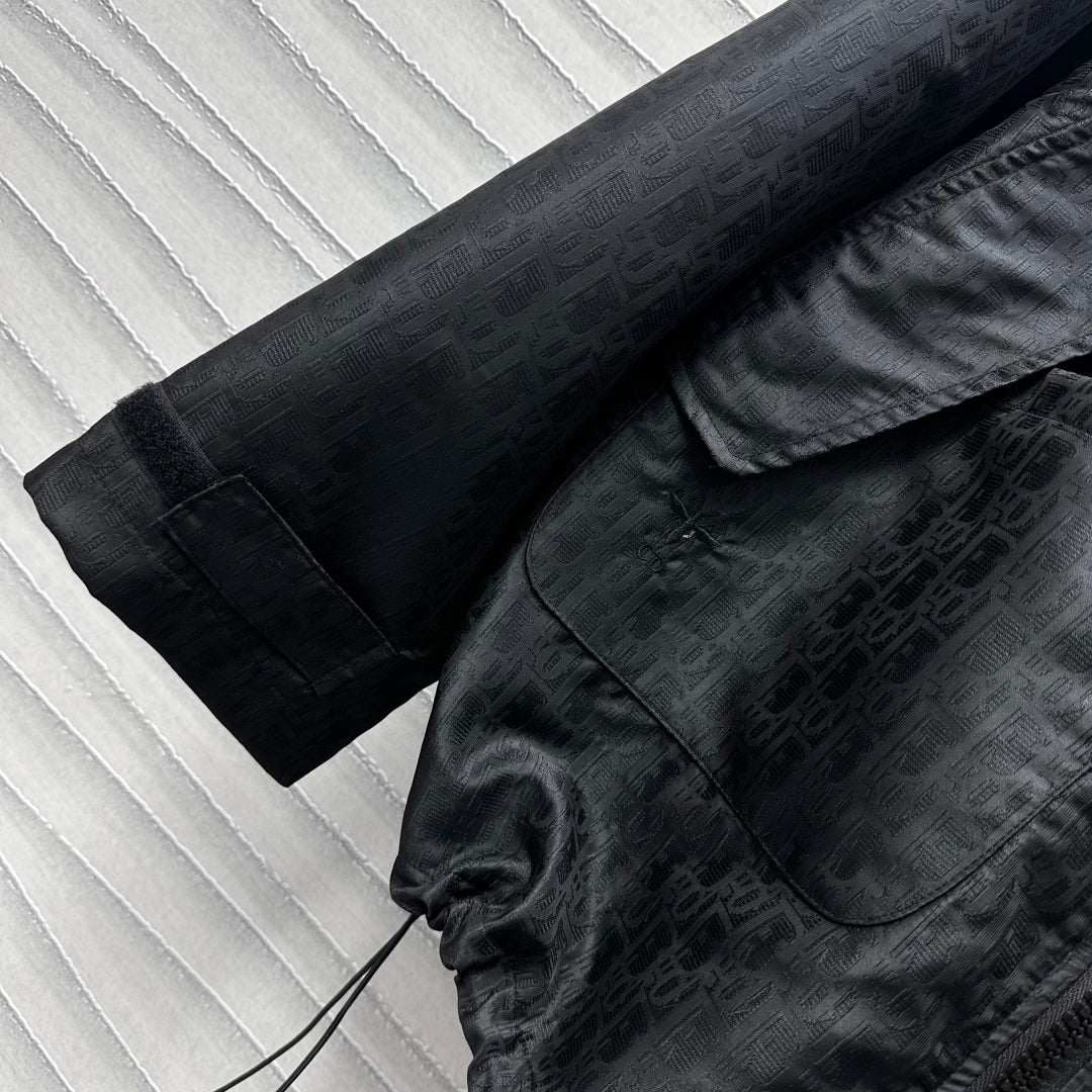 jacquard hooded storm jacket