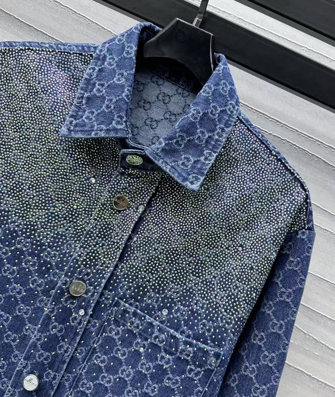 25 new hot diamond jacquard denim shirt