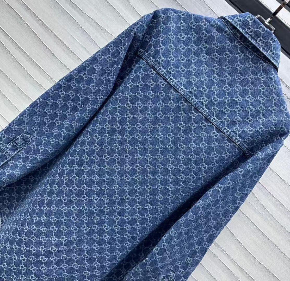 25 new hot diamond jacquard denim shirt