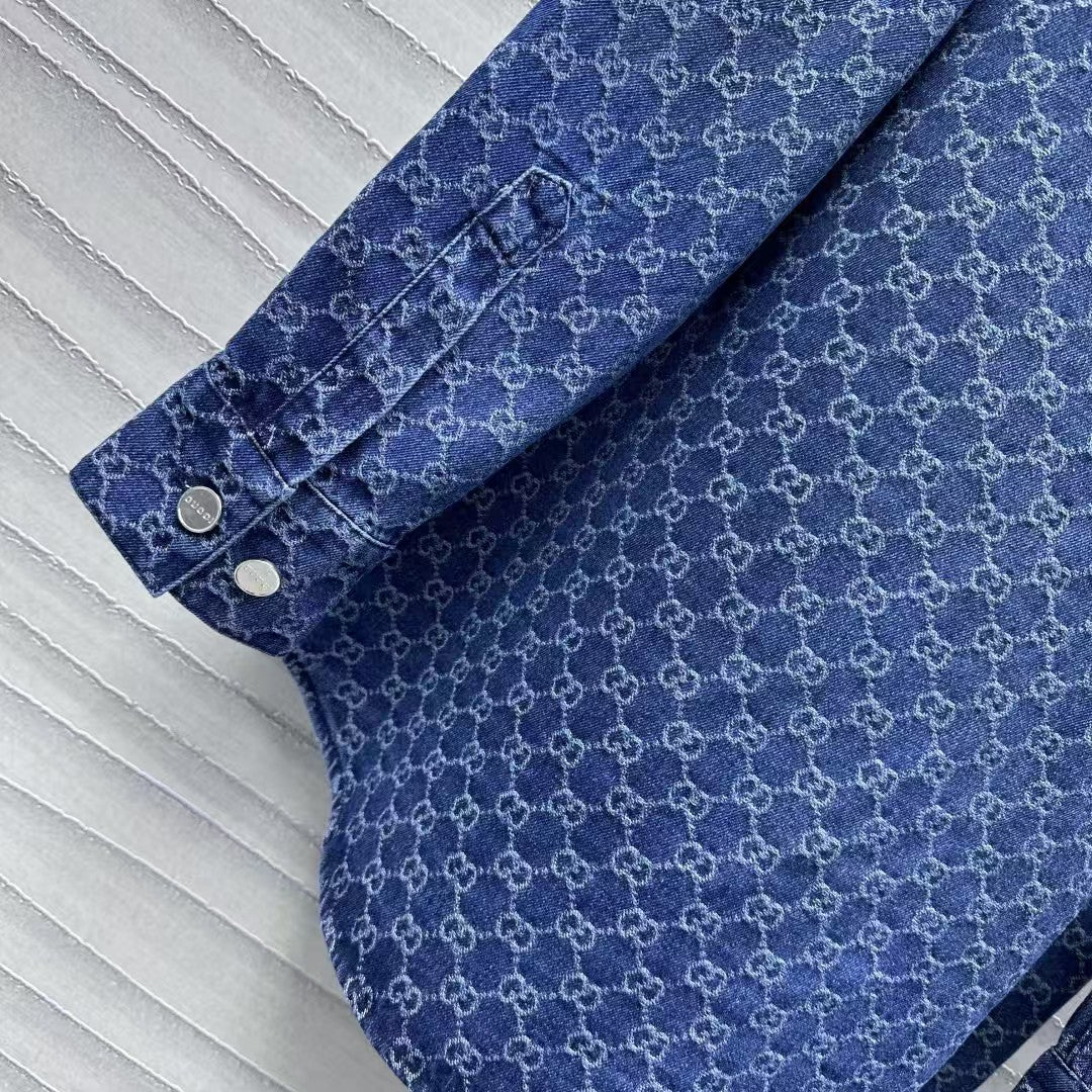 25 new hot diamond jacquard denim shirt