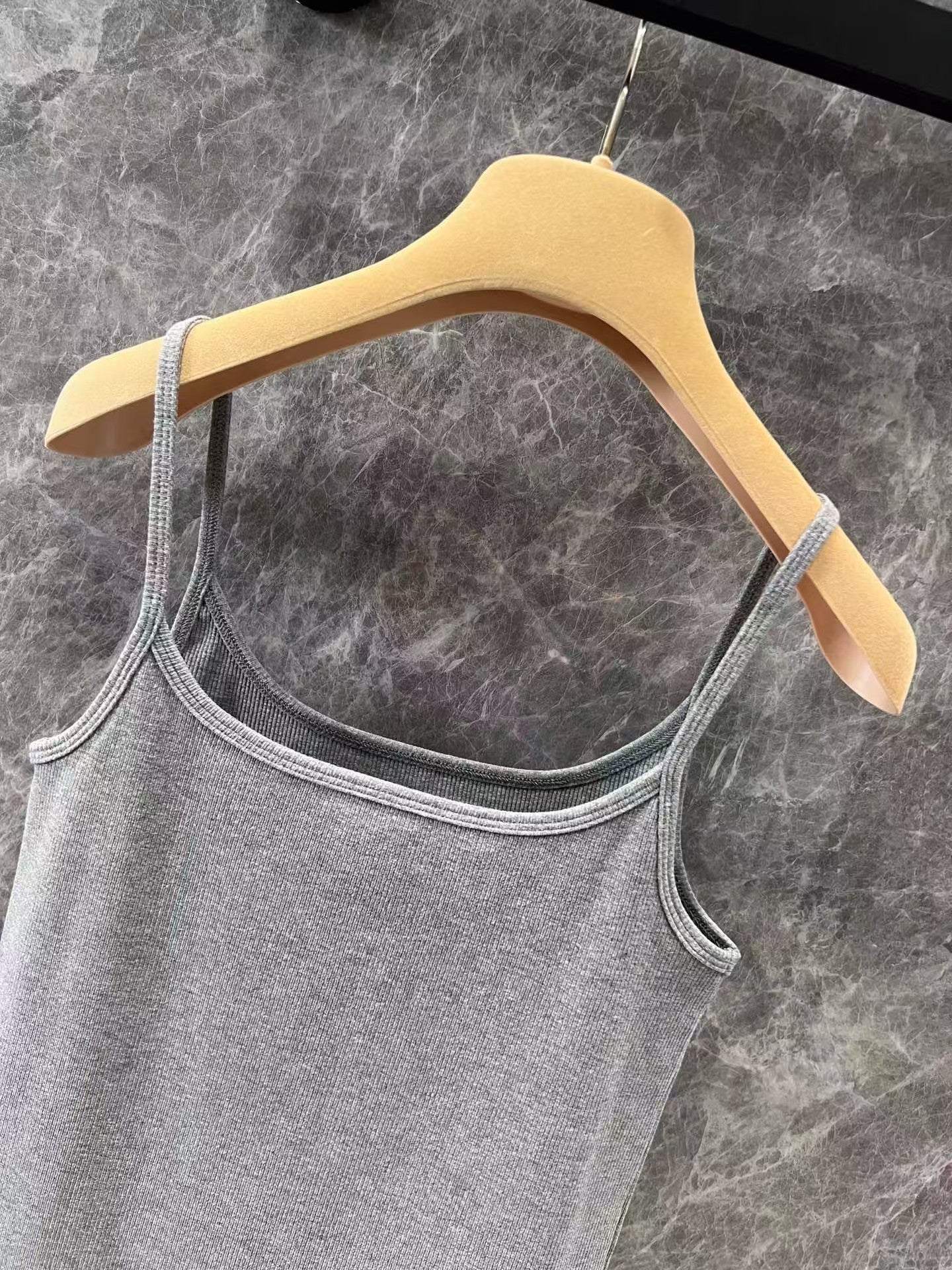 25ss gray halter dress with lettering embroidery on the chest