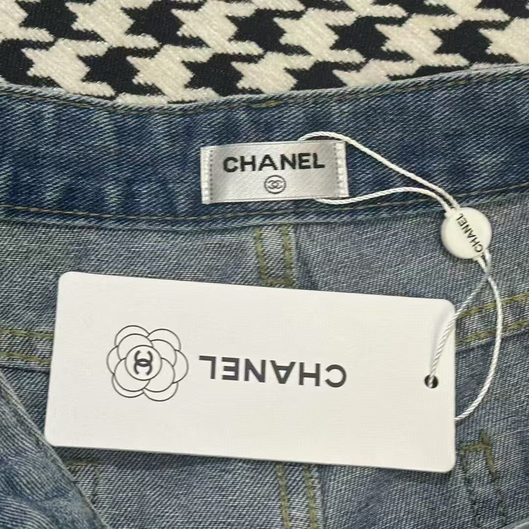 pocket double c towel embroidered denim trousers
