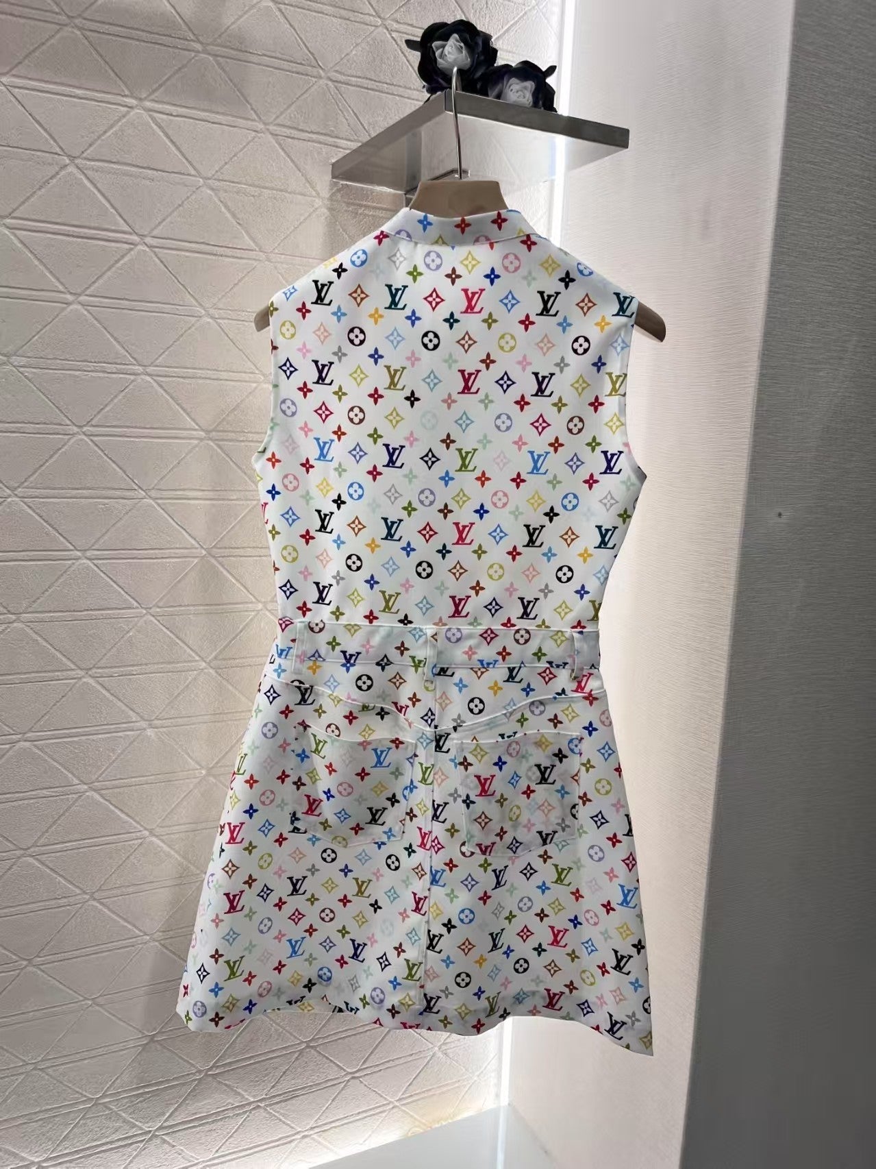 25ss printed zipper sleeveless dress