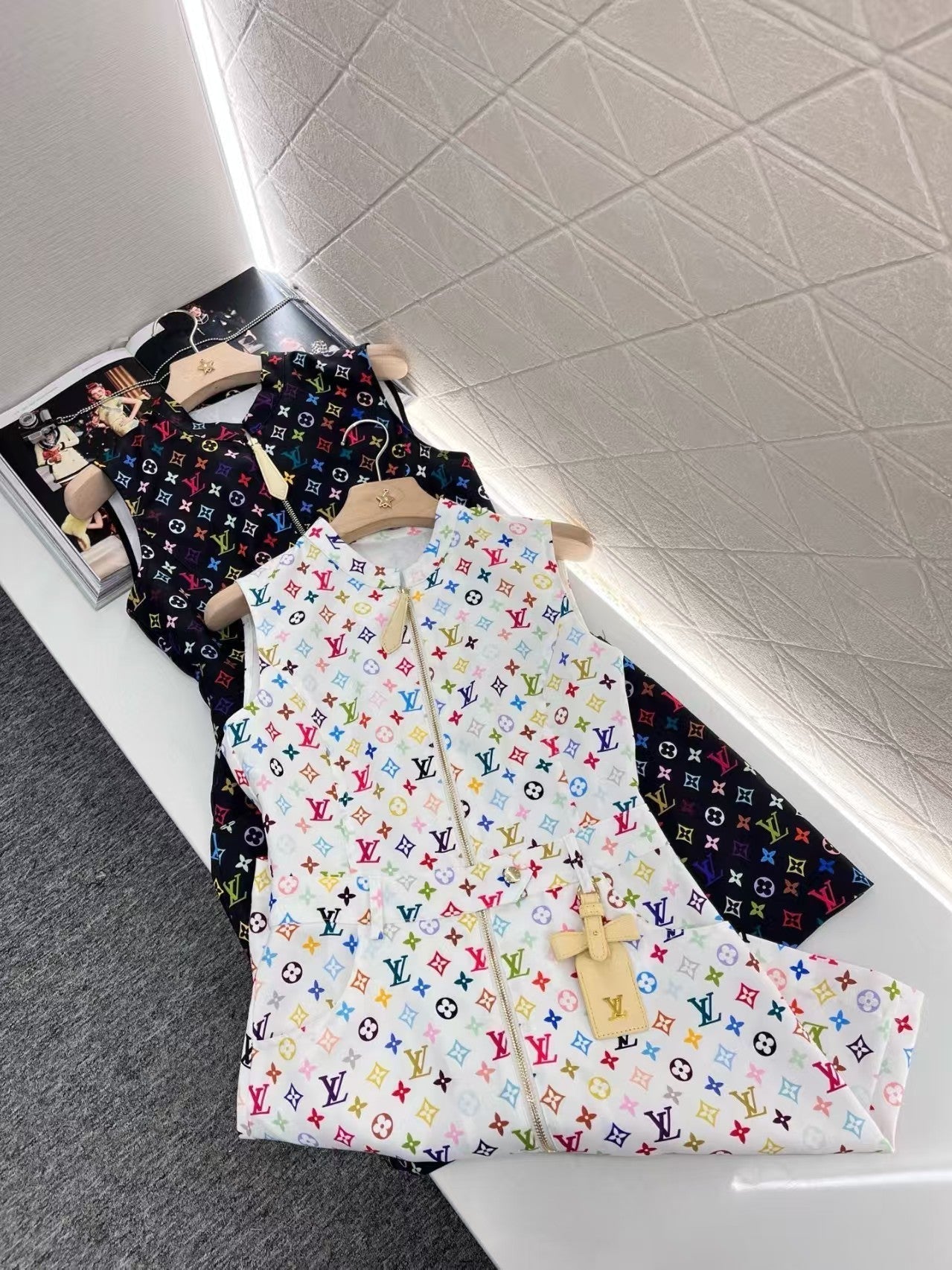 25ss printed zipper sleeveless dress