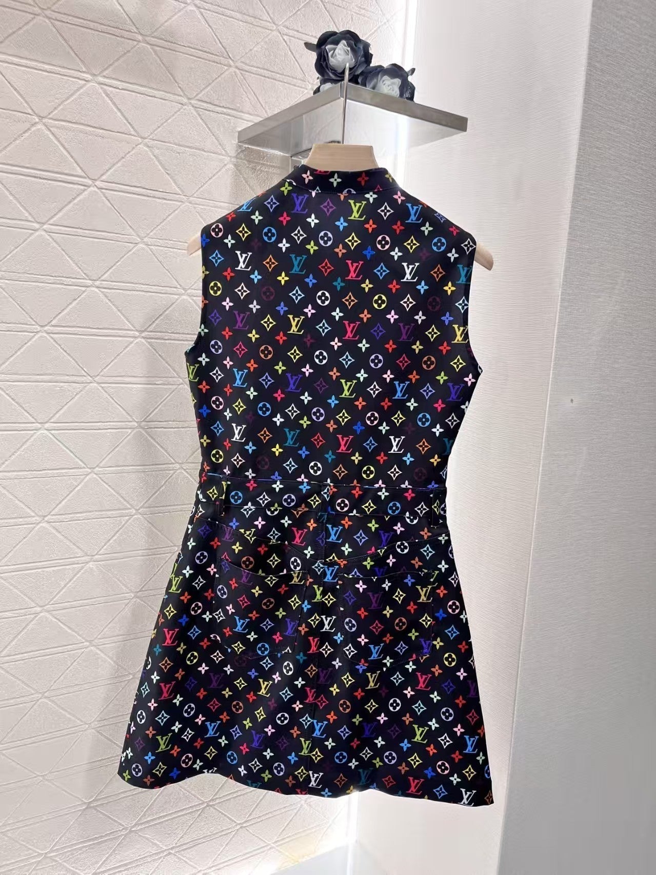 25ss printed zipper sleeveless dress