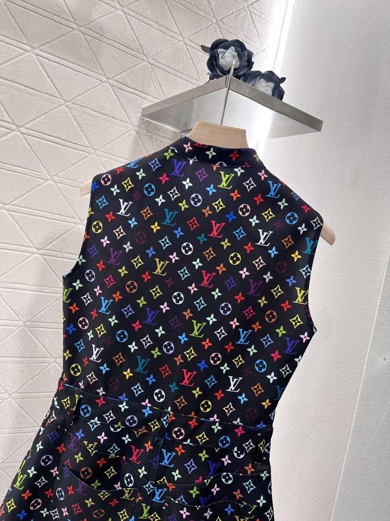 25ss printed zipper sleeveless dress