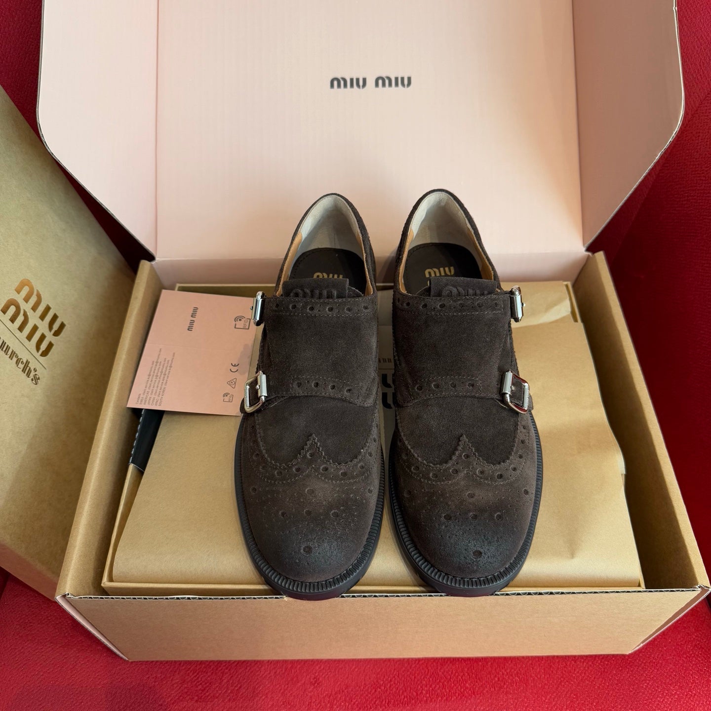 Co-branded Brogue Sculpted Aged Suede Pumps