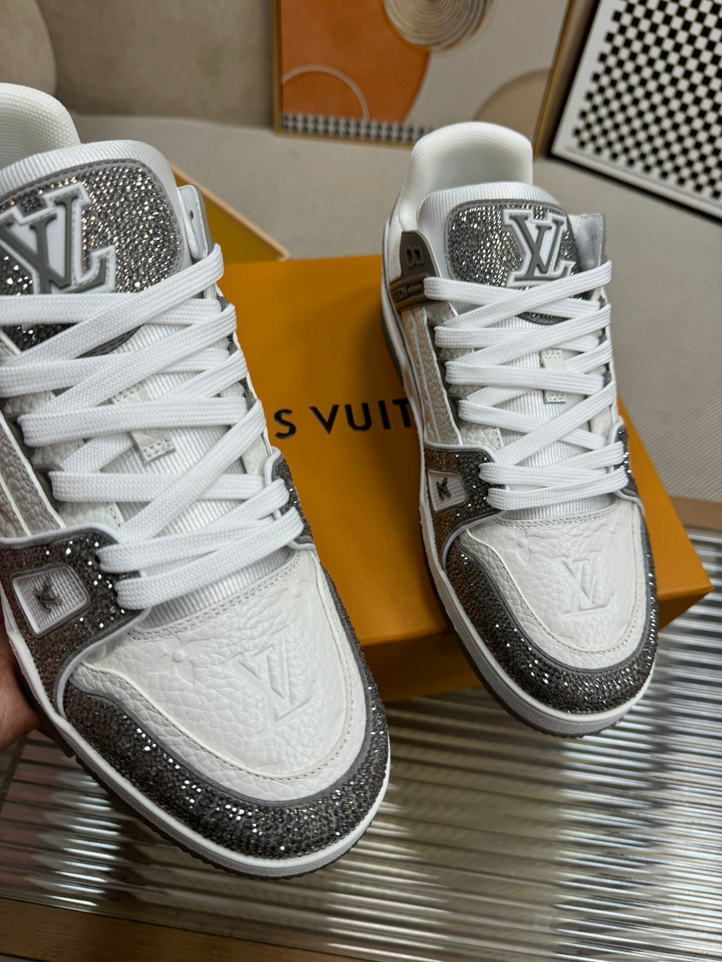 L Couple's Glitter Sneakers