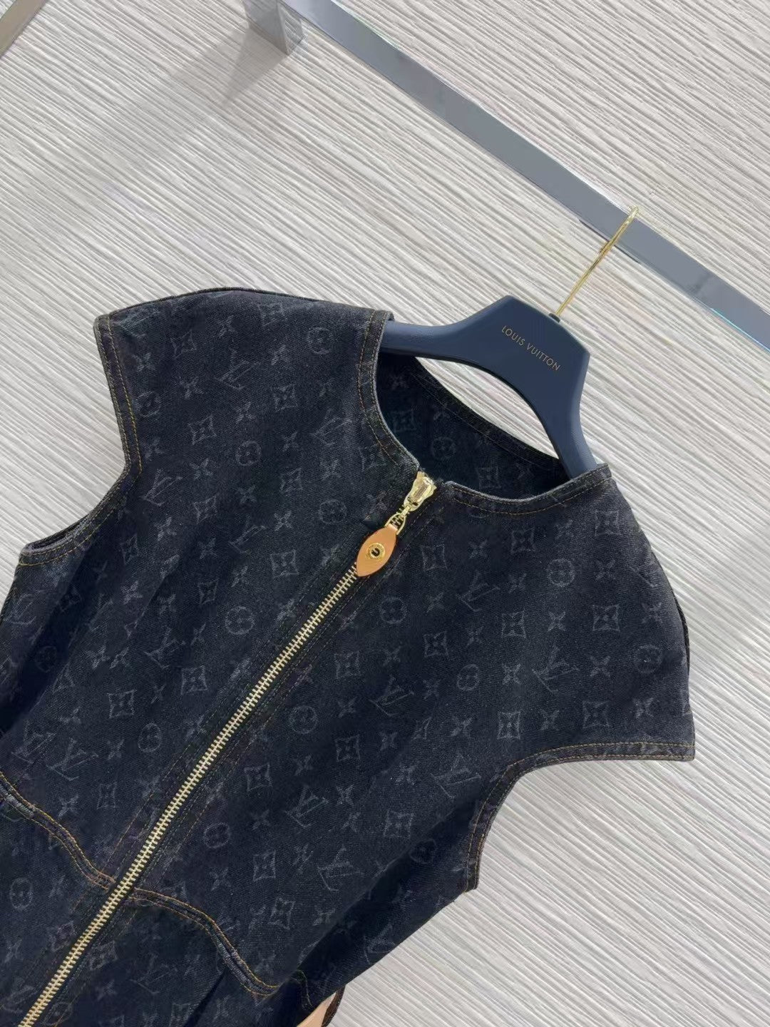 25ss belted jacquard denim dress
