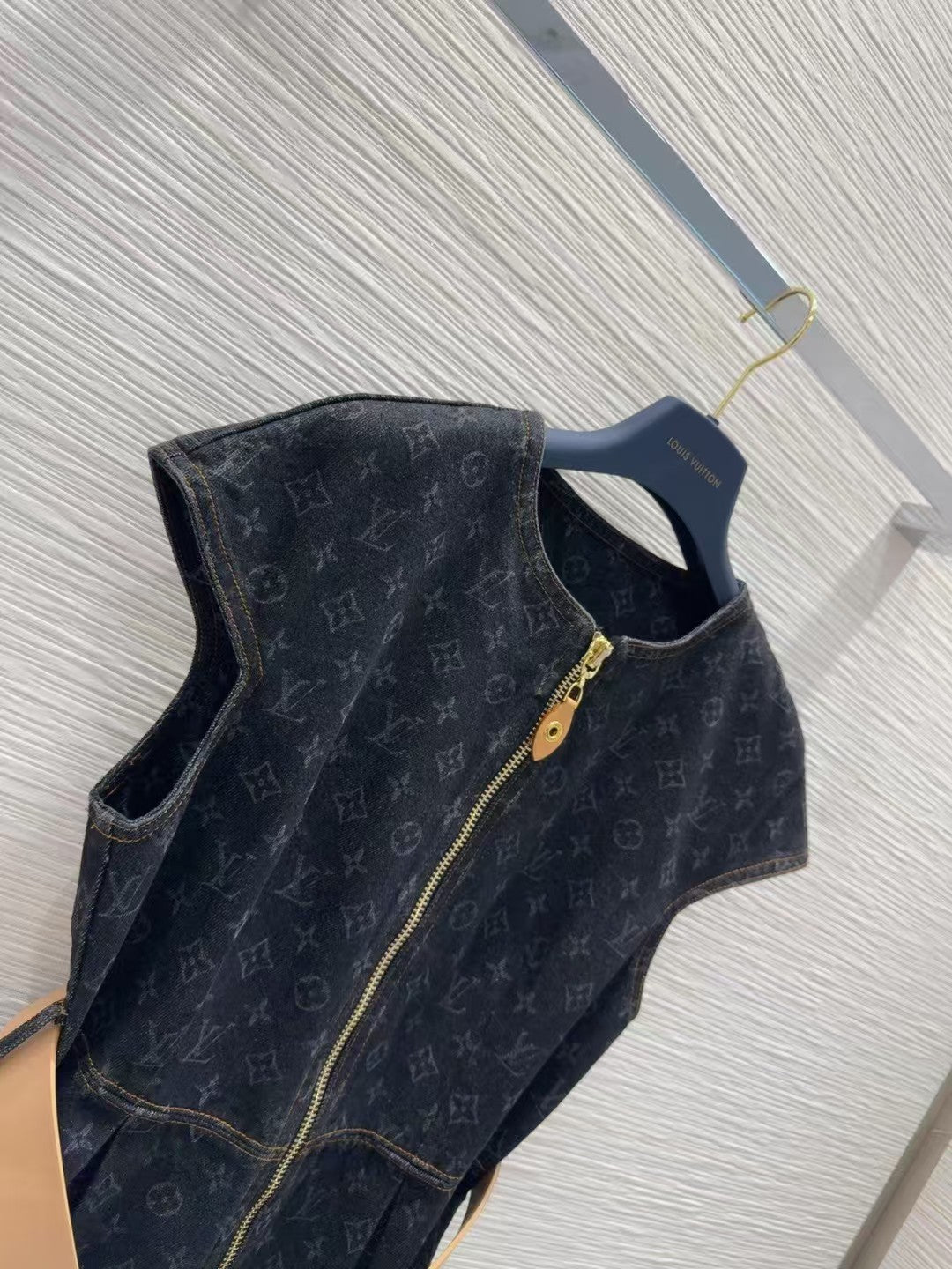 25ss belted jacquard denim dress