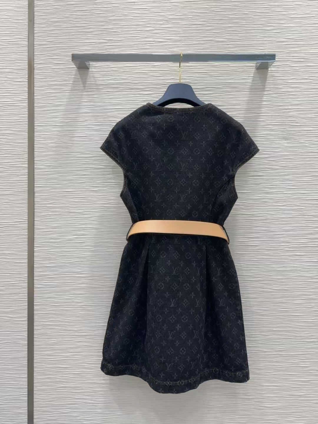 25ss belted jacquard denim dress