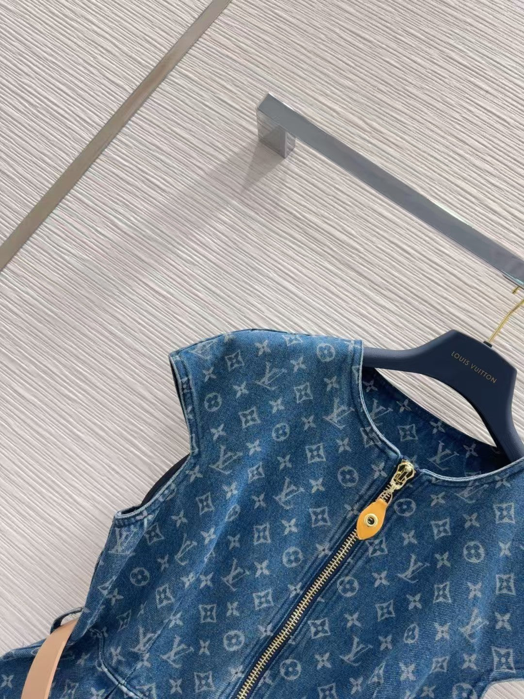 25ss belted jacquard denim dress