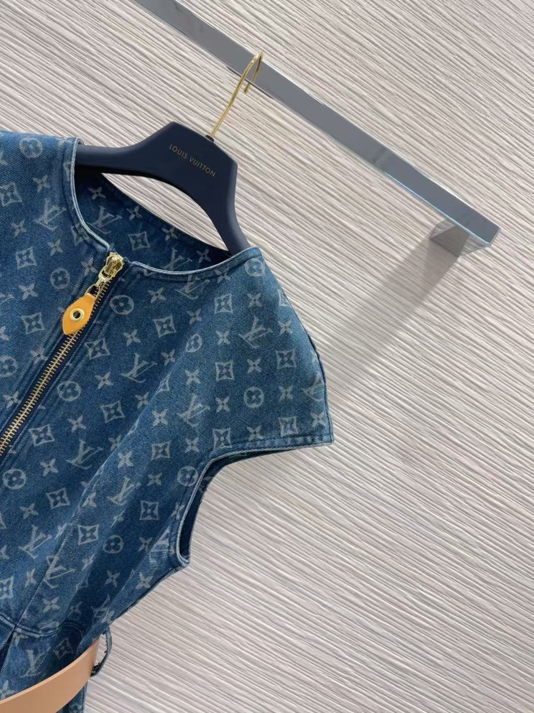25ss belted jacquard denim dress