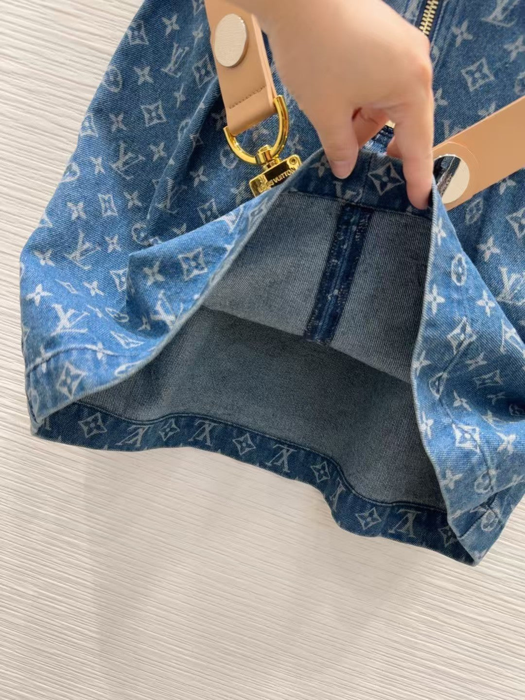 25ss belted jacquard denim dress