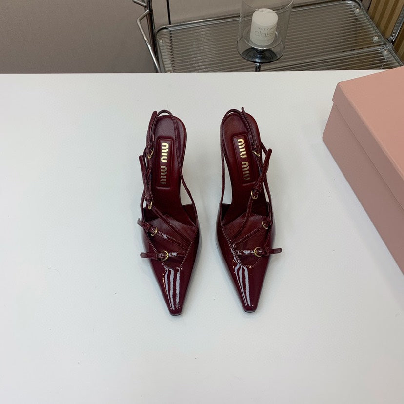 Kitten heel slingback shoes