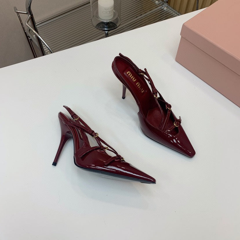 Kitten heel slingback shoes