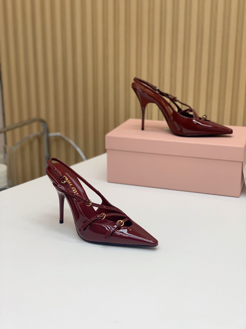 Kitten heel slingback shoes