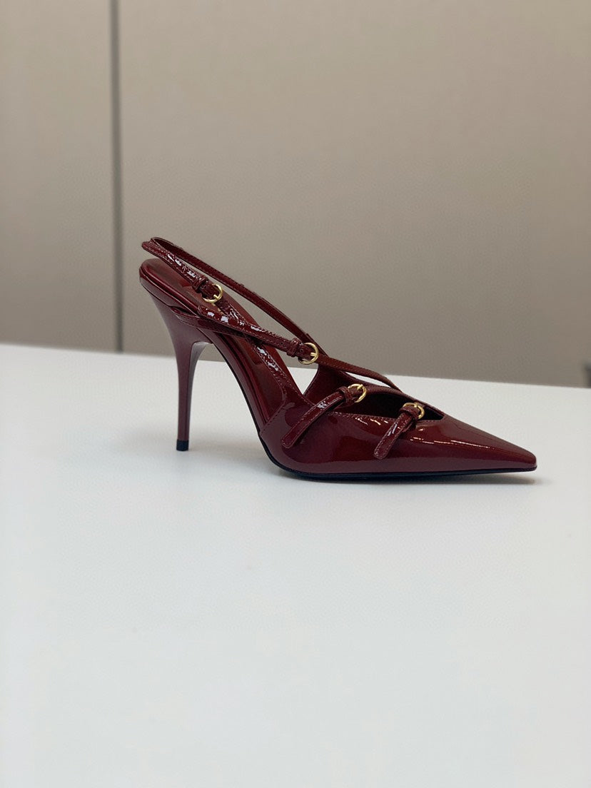 Kitten heel slingback shoes