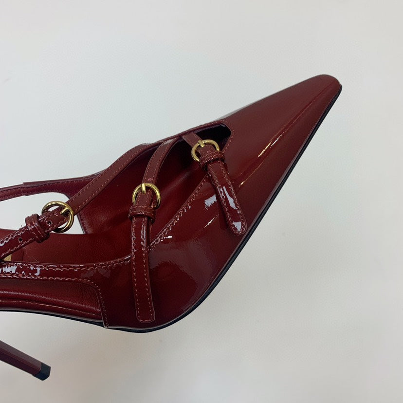 Kitten heel slingback shoes