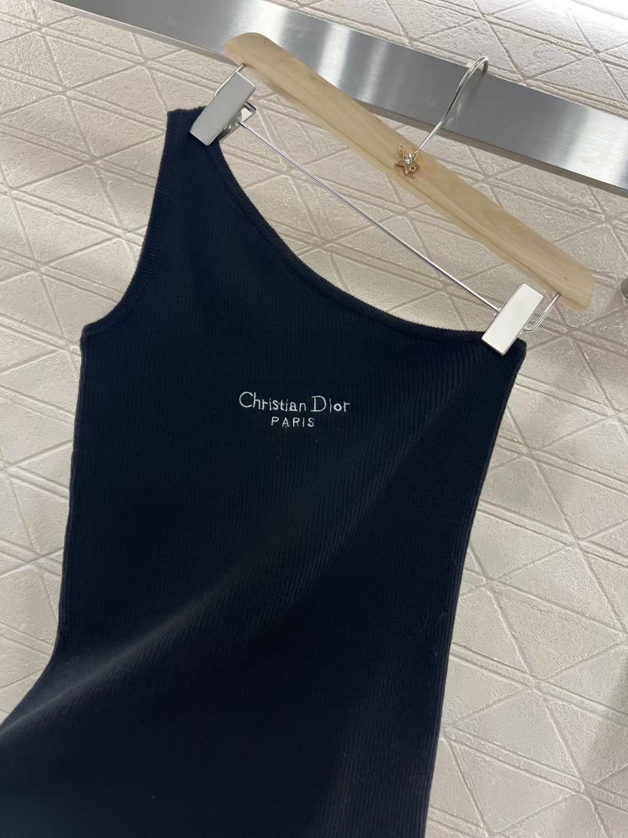 25ss one shoulder knitted vest